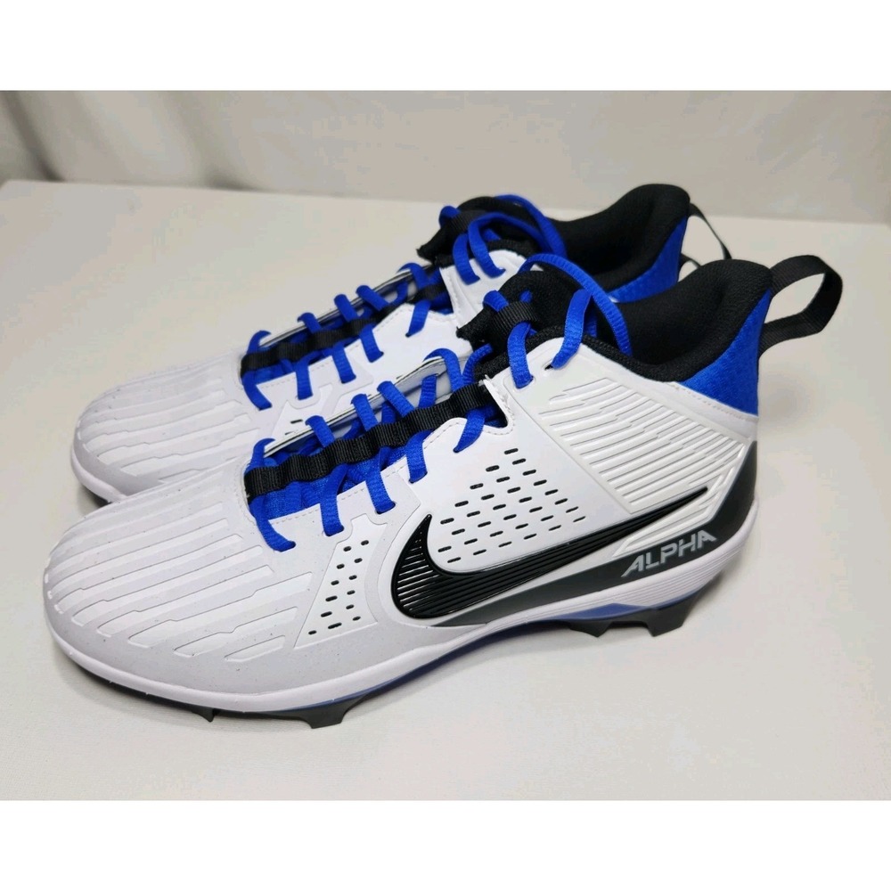 Nike Alpha Menace Strong Mens Size 10.5 Football Cleats White‎ / Blue II5139-101